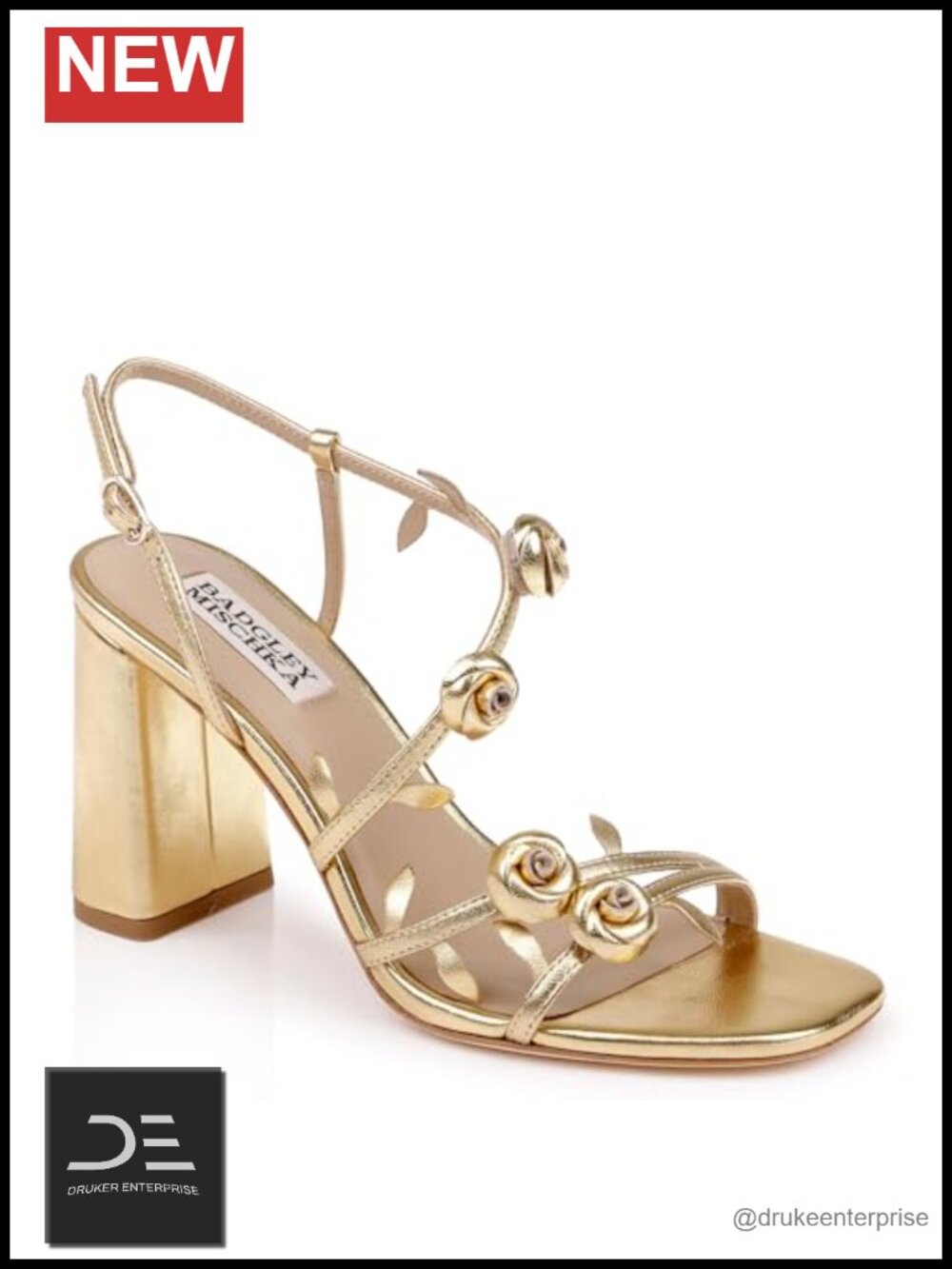 Badgley Mischka Women's Orsola Leather Block Heel Sandals Open Toe